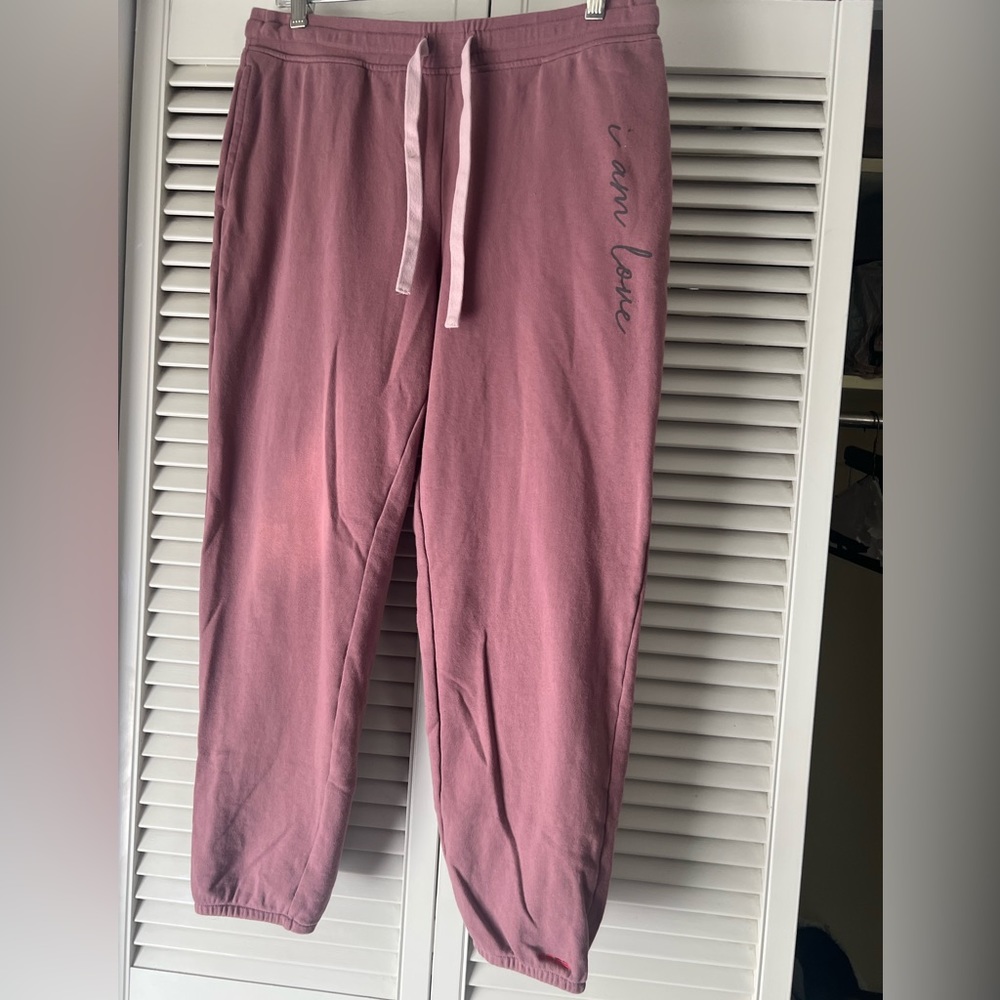 PEACE LOVE WORLD JOGGER PANTS $24